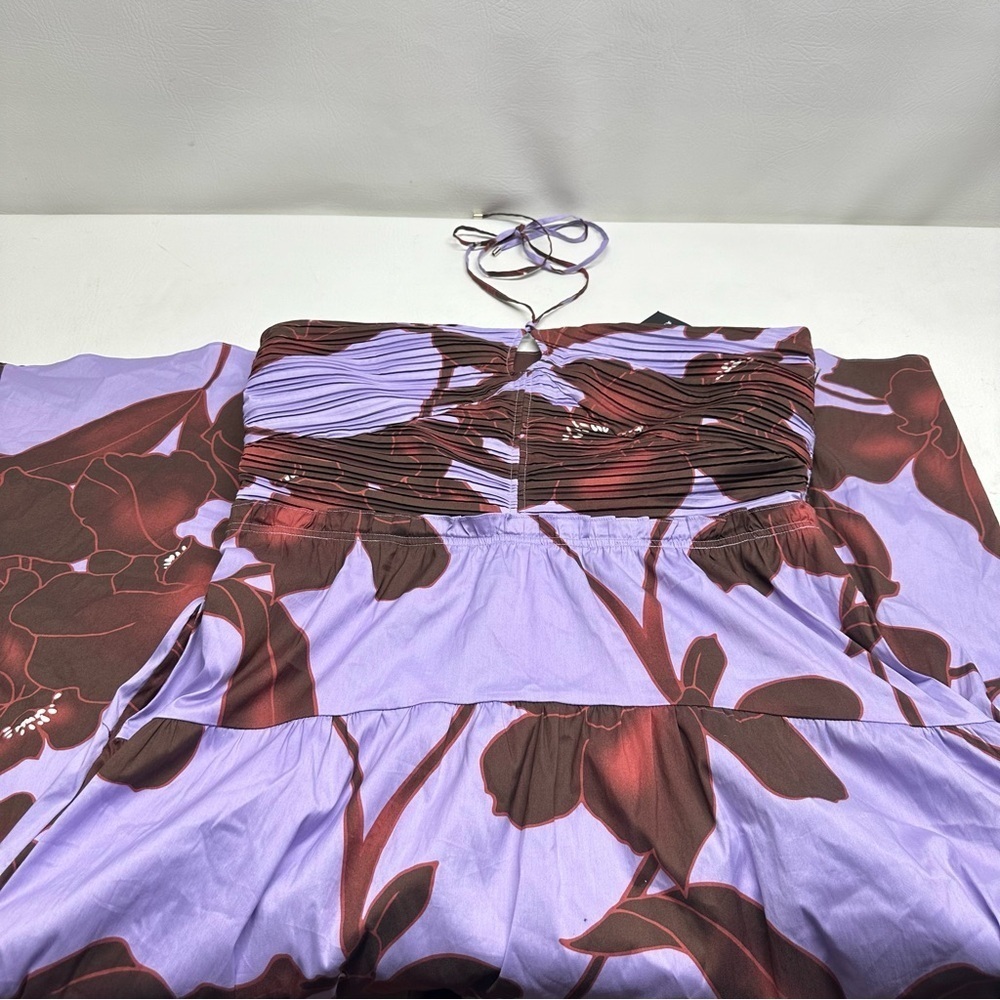 WHBM CAMILLE FIRL Floral Halter Maxi Dress in Purple and brown SZ 18 NWT - Picture 13 of 13